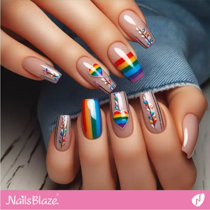 Rainbow Flag-themed Nail Design | Pride | LGBTQIA2S+ Nails - NB2050